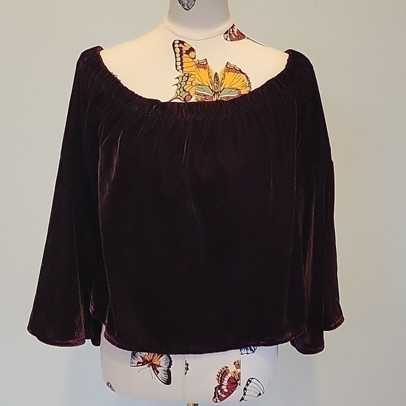 Hollister Tops - Deep Purple Off The Shoulder Velvet Bell Sleeved Top. Size Is M.
